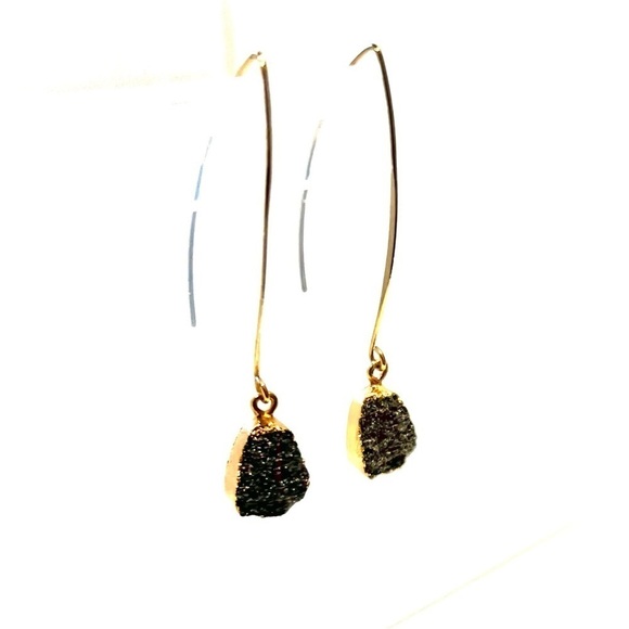 DANGLE Teardrop Druzy Earrings - Picture 2 of 4